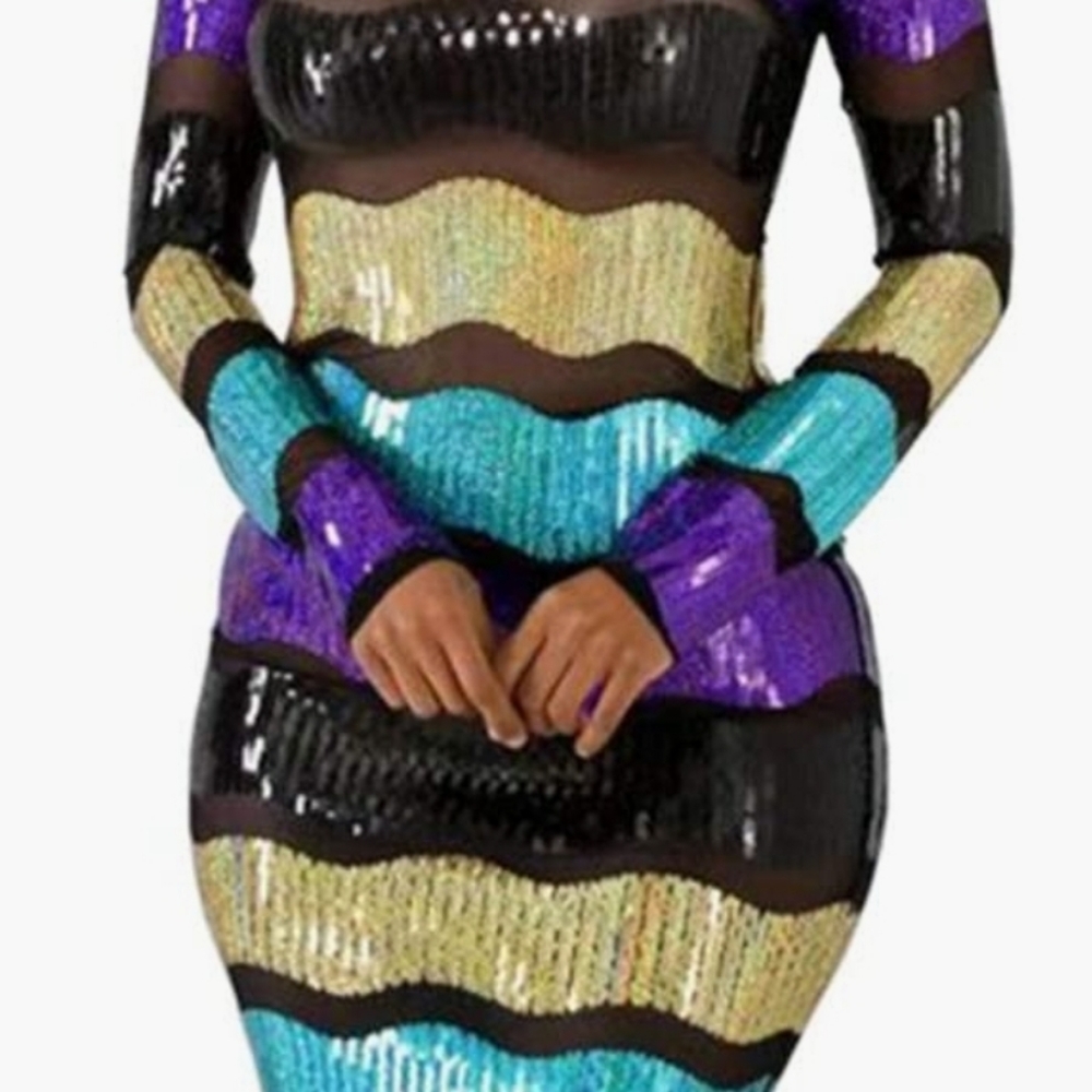 Sequin Mesh Dress